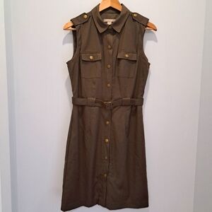 Banana Republic Khaki Green Sleeveless Army Utility Military Chic Dress Womens 6
